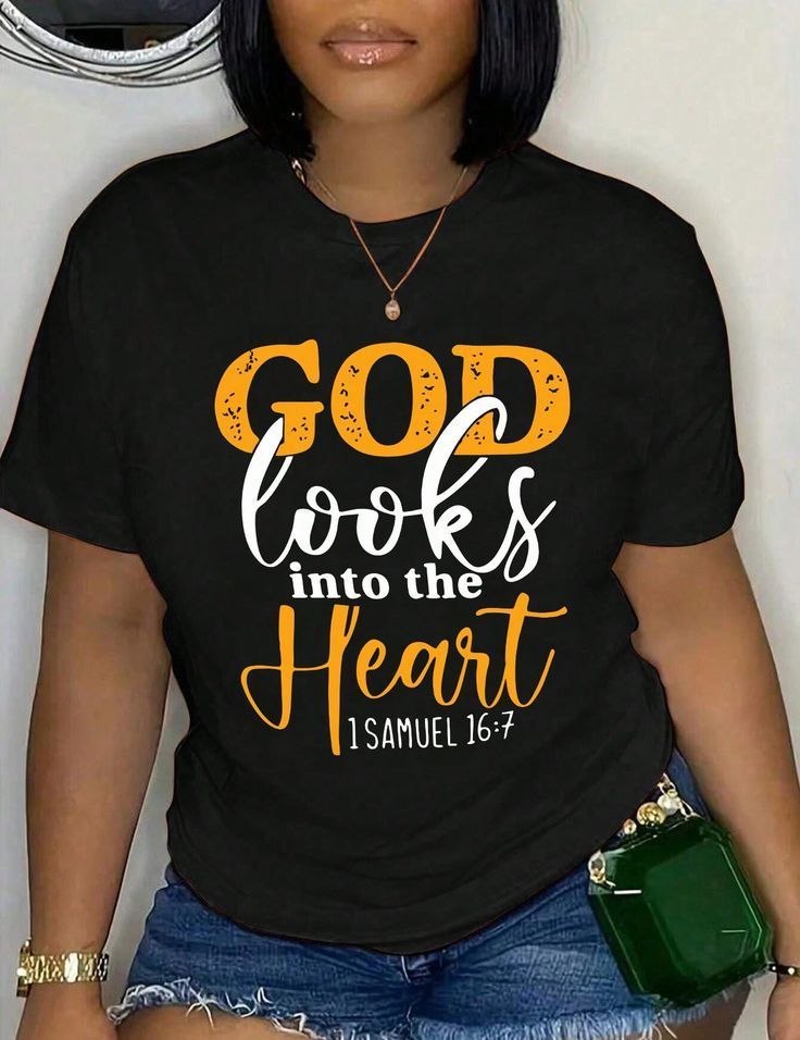 PREMIUM QUALITY T-SHIRT 100% COTTON CUSTOM BRANDED WOMEN CHRISTIAN BIBLE VERSE T-SHIRT – “GOD LOOKS INTO THE HEART” 1 SAMUEL 16:7