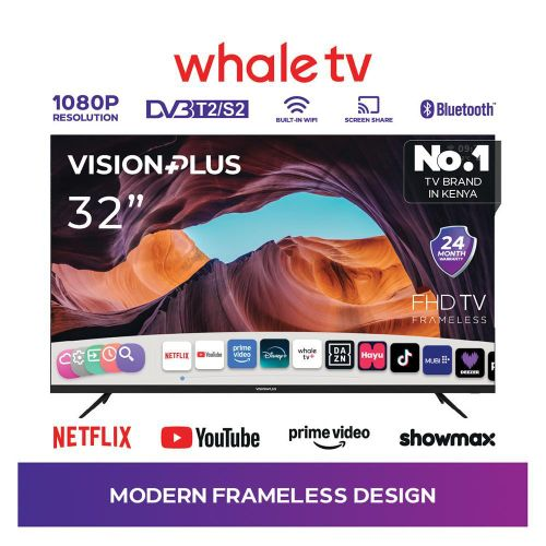 [Exclusive Online Offer] Vision Plus 32" VP8832SW, budget-friendly smart TV, 32 inches, Frameless (Bezel-less) design, DLED with a 60Hz refresh rate, HD (typically 1366 * 768), Whale TV OS