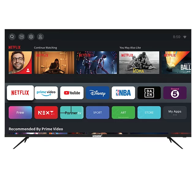 [Exclusive Online Offer] Vision Plus 65" VP8865KV, large-format 4K Smart TV, 65-inch 4K UHD (3840 *2160), DLED with Frameless (Bezel-less) Design, 20W Stereo Speakers with Dolby Audio, 1.5GB RAM + 4GB
