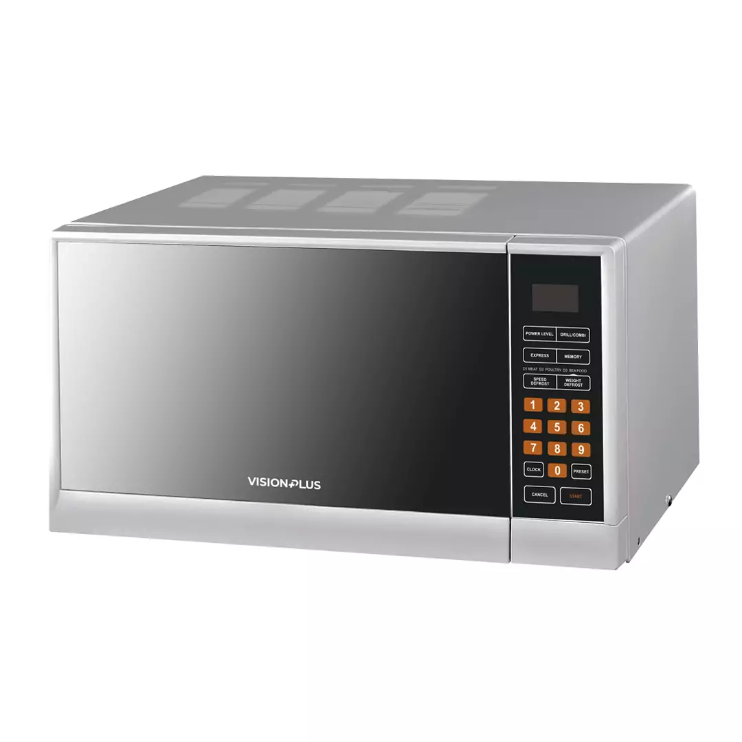 [Exclusive Online Offer] Vision Plus VPMW25GD-S, 25L Microwave + Grill (Dual Mode), Digital Control Panel with LED Display, Multiple levels for precision cooking, Defrost by weight/time, Child Lock