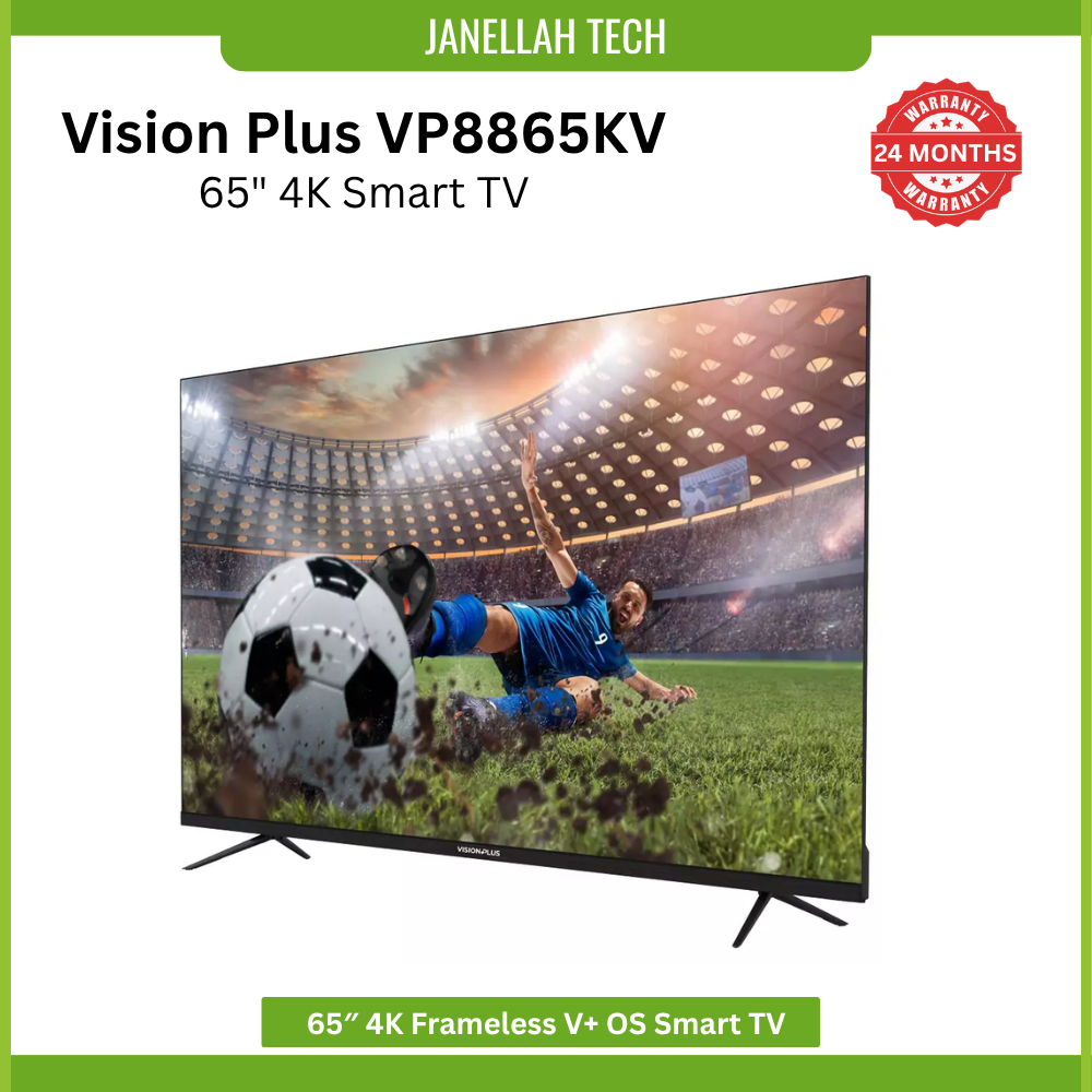 [Exclusive Online Offer] Vision Plus 65" VP8865KV, large-format 4K Smart TV, 65-inch 4K UHD (3840 *2160), DLED with Frameless (Bezel-less) Design, 20W Stereo Speakers with Dolby Audio, 1.5GB RAM + 4GB