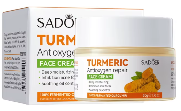 5-in-1 Sadoer Turmeric Skincare Set – Includes Turmeric Cleanser, Face Serum, Toner, Face Cream, and Turmeric Soap. Enriched with powerful Vitamin C, this all-in-one routine helps prevent acne, soothe