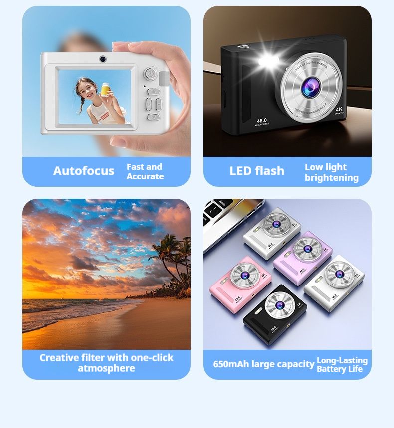 32GB Digital Camera Compact 48MP Autofocus 16X Digital Zoom Photo Camera: 2.8 Inch 4K LCD Screen Portable Vlogging Photography Camera for Kids, Beginners, Teens, Students