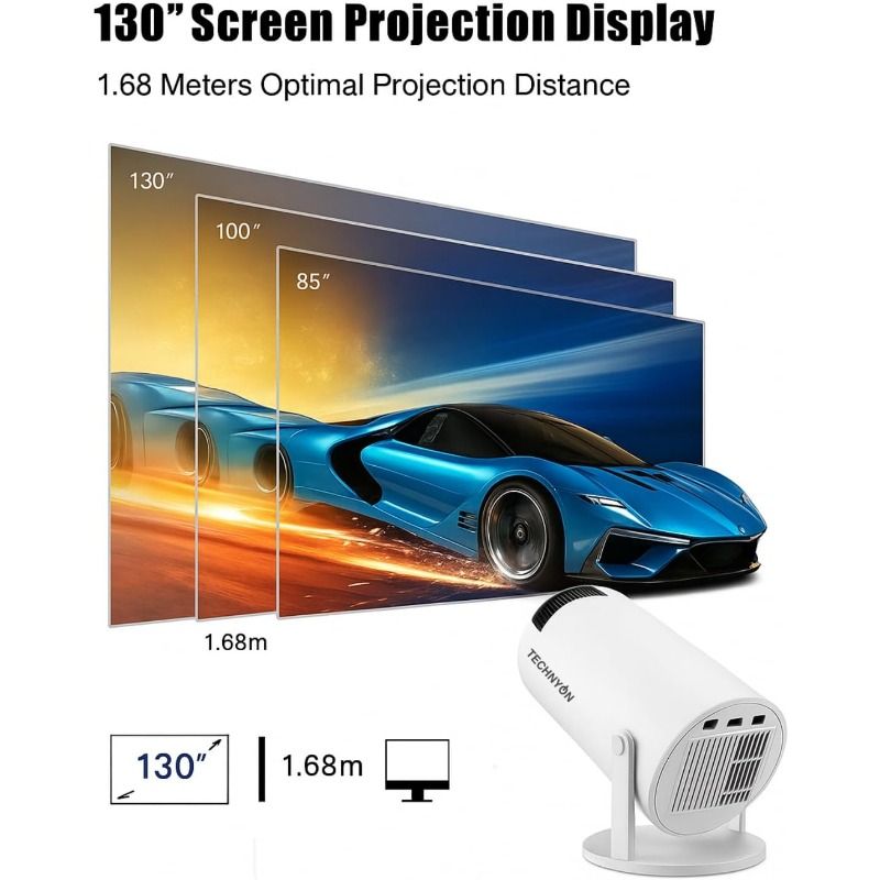 HY300 PRO+ 2026 | 1080P Full HD WiFi Projector with Android 11.0 – 12000 Lumens Portable Home Theater & Outdoor Movie Projector | Screen Mirroring for iOS/Android | Gaming & HDMI Compatible