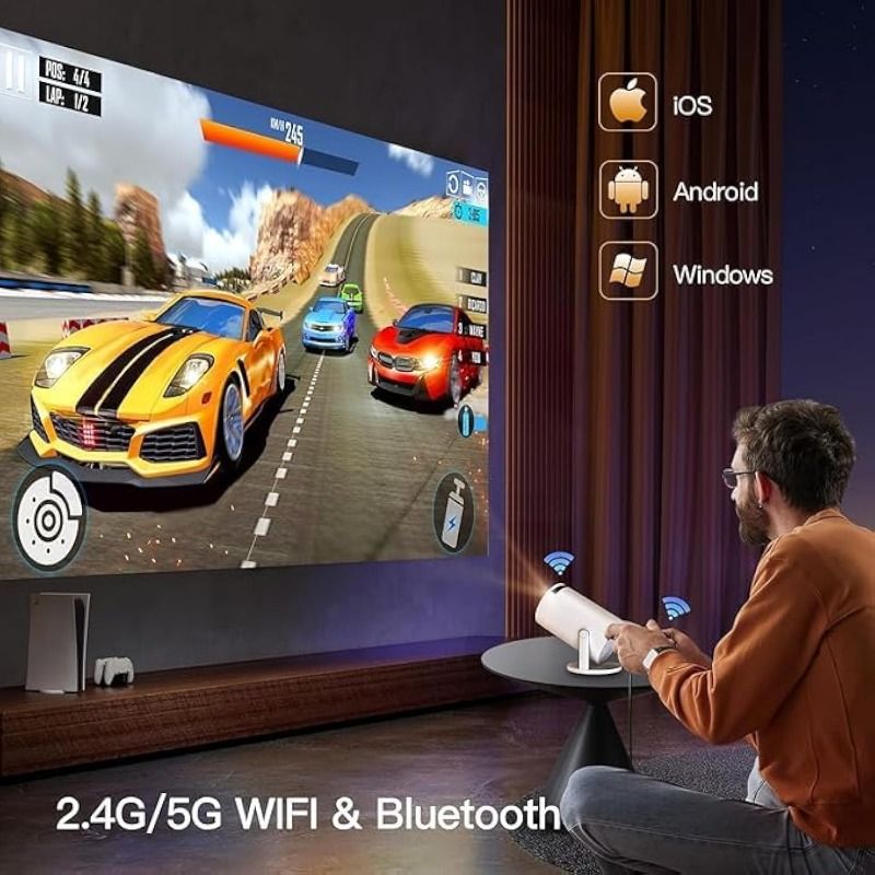 HY300 PRO+ 2026 | 1080P Full HD WiFi Projector with Android 11.0 – 12000 Lumens Portable Home Theater & Outdoor Movie Projector | Screen Mirroring for iOS/Android | Gaming & HDMI Compatible