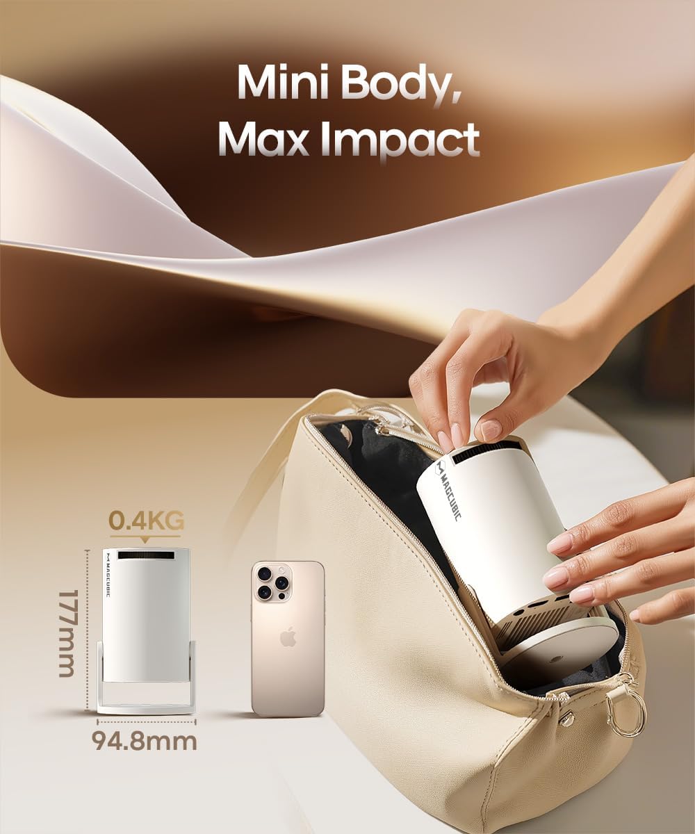 2026 HY300PRO Mini Projector with WiFi and Bluetooth, 4K Support Smart Portable Projector, Auto Keystone, Voice Control Remote, 180 Degree Rotation, Home Video Projetor for Bedroom