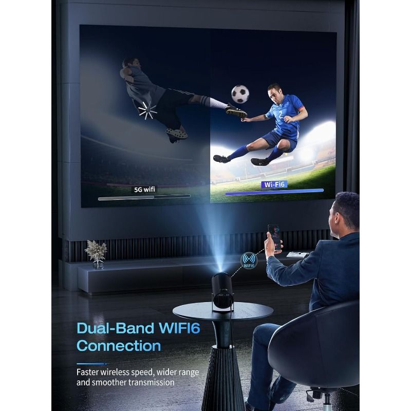 [Built-in Apps & Android 11.0] Mini Projector Portable 18000 Lux 4K Supported 180° Rotation & Auto Keystone, Outdoor Projector Compatible with TV Stick/Windows/iOS/Android/HDMI/USB (1080P-2)