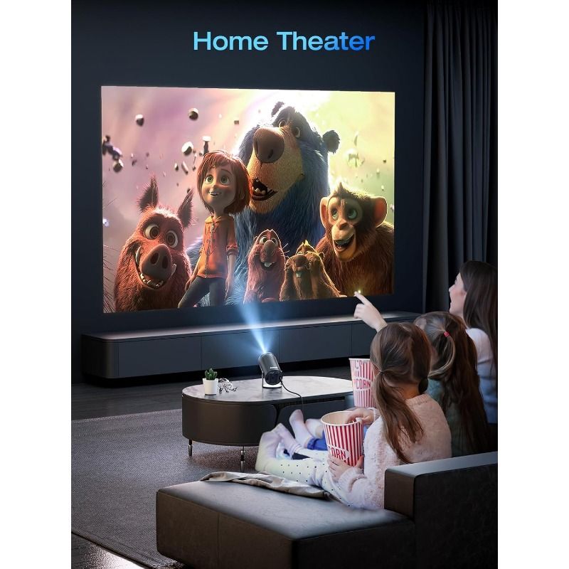 [Built-in Apps & Android 11.0] Mini Projector Portable 18000 Lux 4K Supported 180° Rotation & Auto Keystone, Outdoor Projector Compatible with TV Stick/Windows/iOS/Android/HDMI/USB (1080P-2)