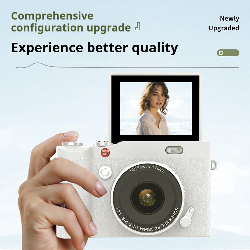 Vintage CCD Student Camera, Dual Lens, Photo & Video Vlog Camera, Portable Compact Camera