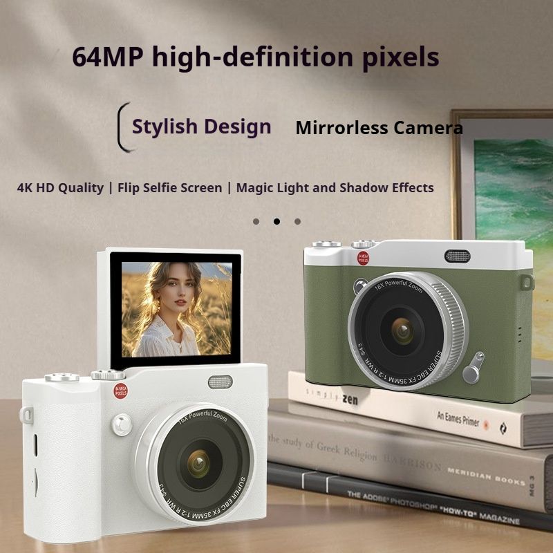 Vintage CCD Student Camera, Dual Lens, Photo & Video Vlog Camera, Portable Compact Camera