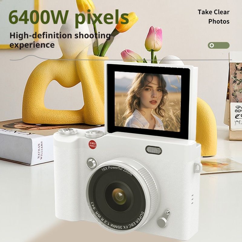 Vintage CCD Student Camera, Dual Lens, Photo & Video Vlog Camera, Portable Compact Camera