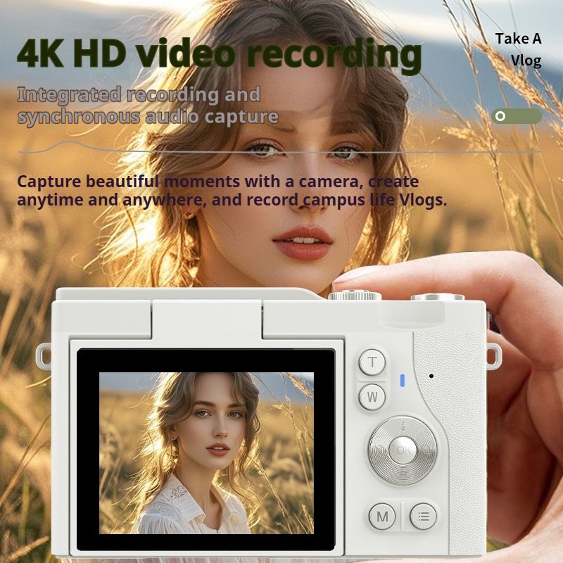 Vintage CCD Student Camera, Dual Lens, Photo & Video Vlog Camera, Portable Compact Camera