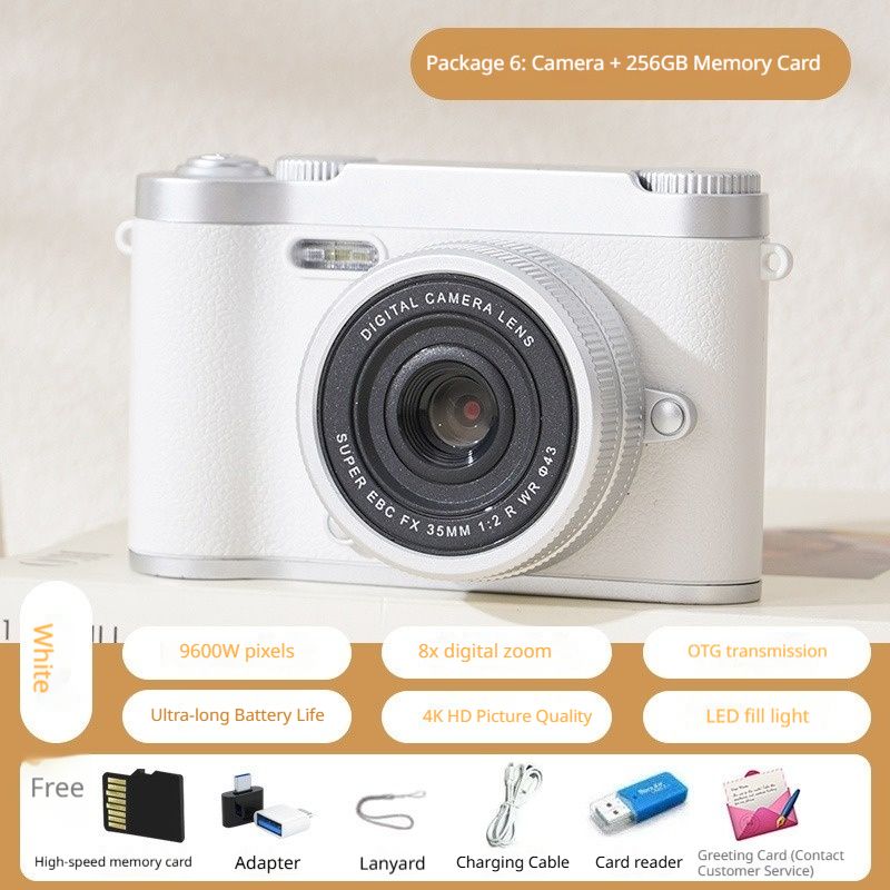 Retro Dual Lens Cute Digital Camera for Students, Photo & Transfer to Phone