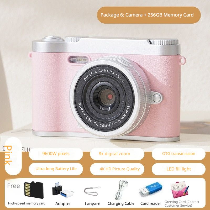 Retro Dual Lens Cute Digital Camera for Students, Photo & Transfer to Phone