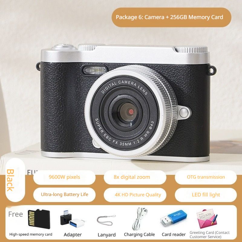 Retro Dual Lens Cute Digital Camera for Students, Photo & Transfer to Phone