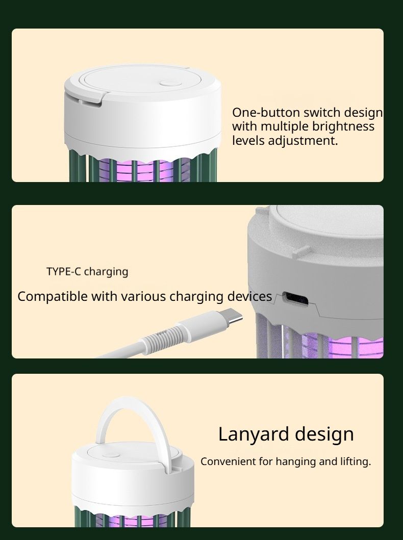 Roman Column Style Electric Mosquito Killer Lamp, USB Rechargeable Outdoor Mosquito Trap, Quiet Mosquito Repellent, Safe for Pregnant Women & Babies
