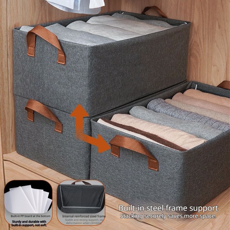 Home bedroom steel frame storage box foldable storage box large capacity clothing storage box organizer box