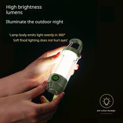Mini Portable Rechargeable Camping Lantern - Super Bright LED Flashlight with Hanging Hook