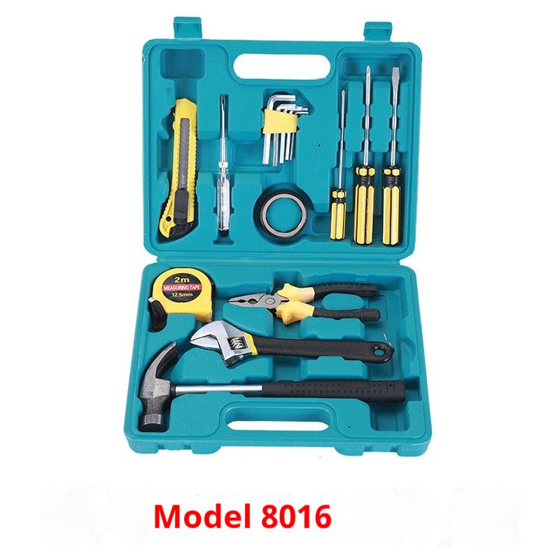 (Chrome plated high-strength steel) 16 piece household tool set with wire pliers and iron handle - multifunctional household tool for home repair, vehicle maintenance, hammer, wrench, and screwdriver