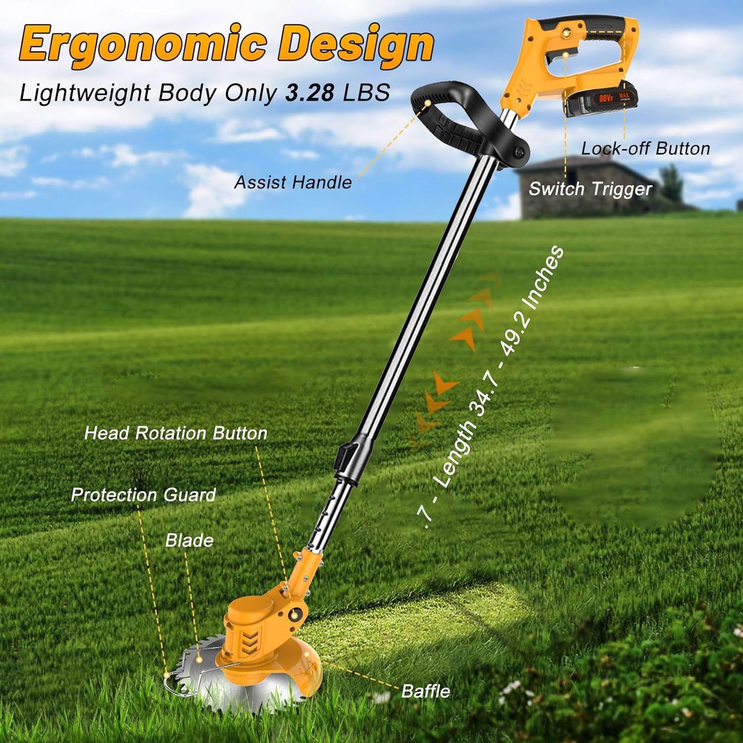 New lithium battery weeding machine Electric mower. Small household lithium battery multifunctional weed killer. 48V battery