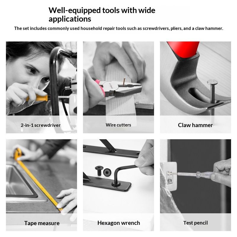 24 in one multifunctional household toolbox Complete list of hardware tools A complete set of manual decoration tools