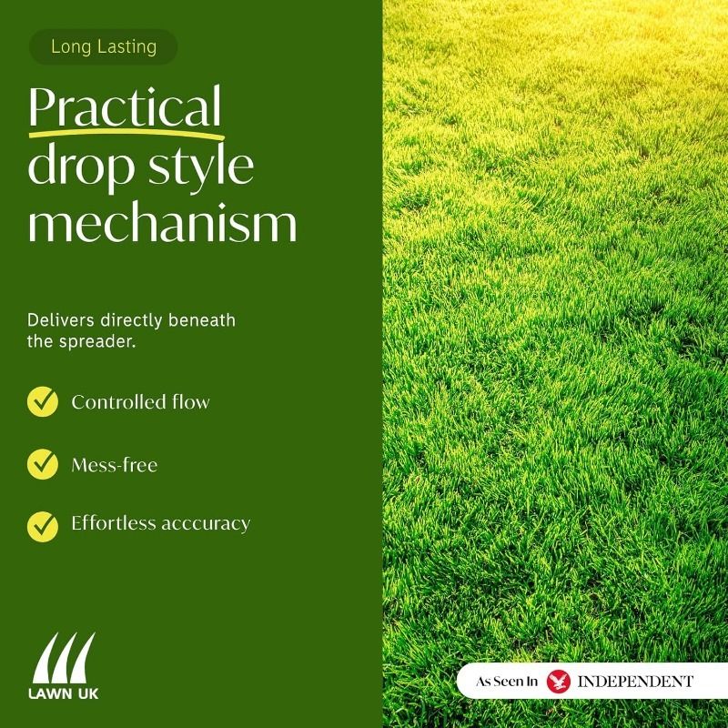 Lawn UK 12 Litre Drop Spreader - For Grass Seed & Fertiliser - Drop Style Dispenser - Ergonomic Durable Material