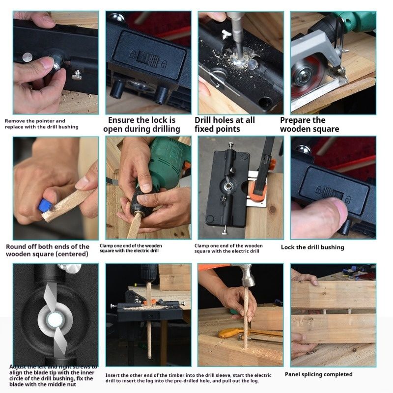 Woodworking drilling straight hole locator, round wood tenon drilling machine