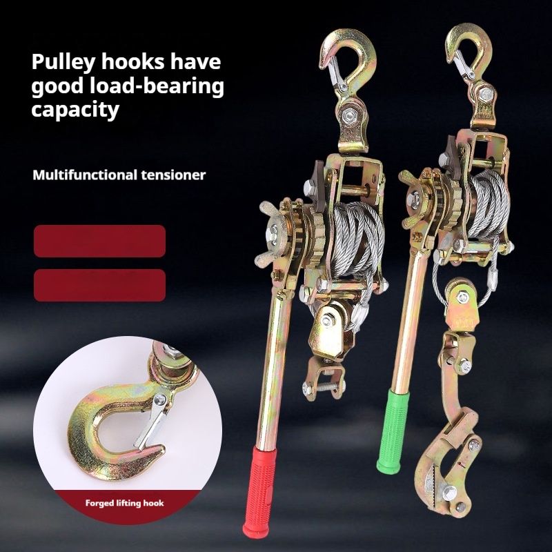 High load ratchet multifunctional wire tensioner, steel wire rope tensioning traction device, power line installation/greenhouse construction/building construction tensioning and fixing tool