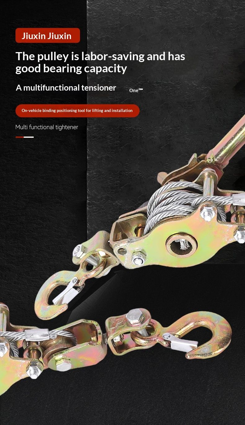 High load ratchet multifunctional wire tensioner, steel wire rope tensioning traction device, power line installation/greenhouse construction/building construction tensioning and fixing tool