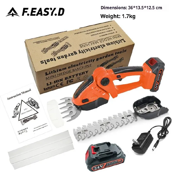 24V lithium single hand hedge trimmer, household wireless electric pruning and cutting machine, garden fence trimmer, lawn trimmer, tea garden shrub pruning tool