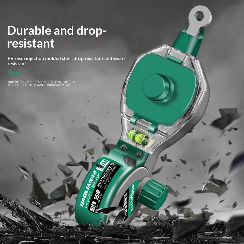 BAOLIAN Professional Woodworking Chalk Line Reel, Double Layer Ink Warehouse Anti-drop Ink Marker, 50M Manual Snap Line Tool for Carpenter Construction Decoration