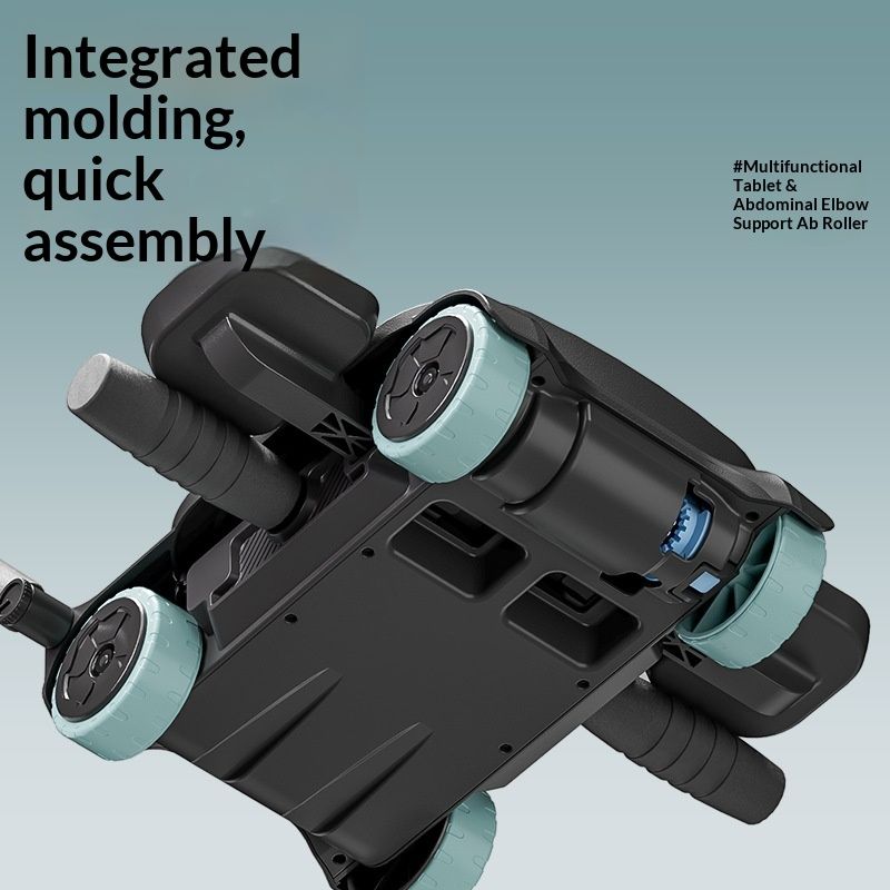 4-Wheel Automatic Rebound Abdominal Wheel, Silent Ab Roller with Free Knee Pad, Core Strength Training Fitness Equipment for Home Gym, Anti-Scratch Floor Design