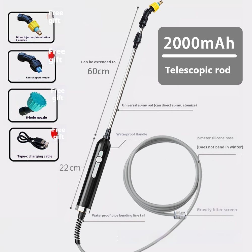 Electric Garden Sprayer, Battery Powered Sprayer with Telescopic Wand, 3 Nozzles, 5M/3M Hose Mister Sprayers, Portable Weed Sprayers Pump, Electric PlantSprayer for Yard Lawn Plant (3M Hose)