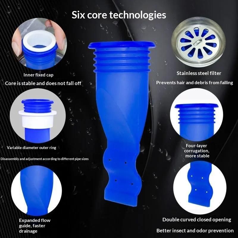 Universal Silicone Deodorant Floor Drain Core, Insect Proof Anti-Odor Anti-Backflow Sewer Pipe Seal Plug for Bathroom Kitchen, Drain Pipe Deodorant Inner Core