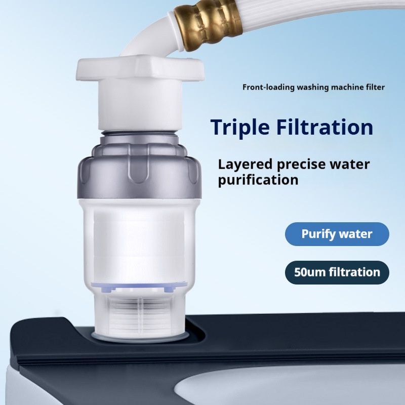Washing Machine Pre-Filter with 3-Layer Filtration, 50μm High Precision Water Purifier, Universal Inlet Water Filter for Washing Machine Water Heater, Remove Sediment Impurities Protect Home Appliance