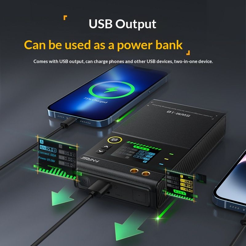 FNIRSI Portable Handheld Spot Welder, 1200A High Current 2 in 1 Power Bank & Spot Welding Machine, 0.1-0.25mm Nickel Sheet Welder for 18650 Battery Repair DIY Metal Working