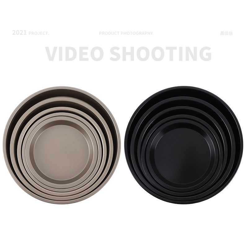 【4-piece set】Food Grade Carbon Steel Non-Stick Pizza Baking Tray, Round Deep/Shallow Pizza Pan for Oven, 6/8/9/10 Inch Pizza Baking Mold for Home Bakery, Cake Bread Baking Tool