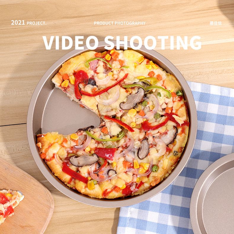 【4-piece set】Food Grade Carbon Steel Non-Stick Pizza Baking Tray, Round Deep/Shallow Pizza Pan for Oven, 6/8/9/10 Inch Pizza Baking Mold for Home Bakery, Cake Bread Baking Tool