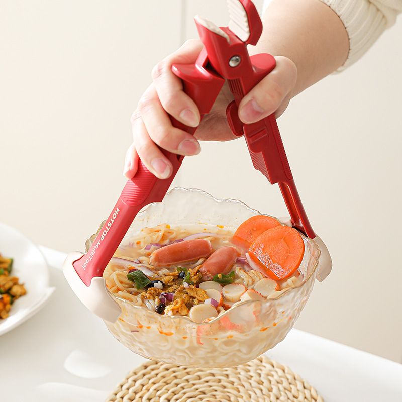 Multifunctional Anti-Scald Bowl Gripper, Non-Slip Pot Clip for Kitchen, Hot Dish Plate Tongs for Steamer, Casserole, Oven, Microwave