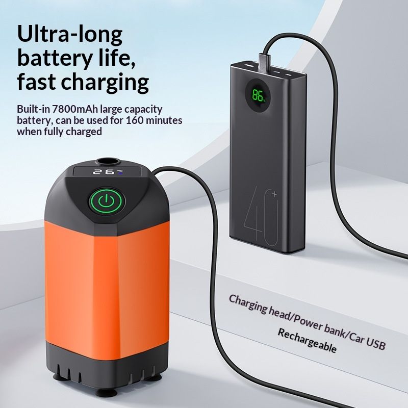 Smart Temperature Display Portable Shower Pump, USB Rechargeable Camping Shower Head, No Installation Required for Outdoor, RV, Dorm, Pet Bath