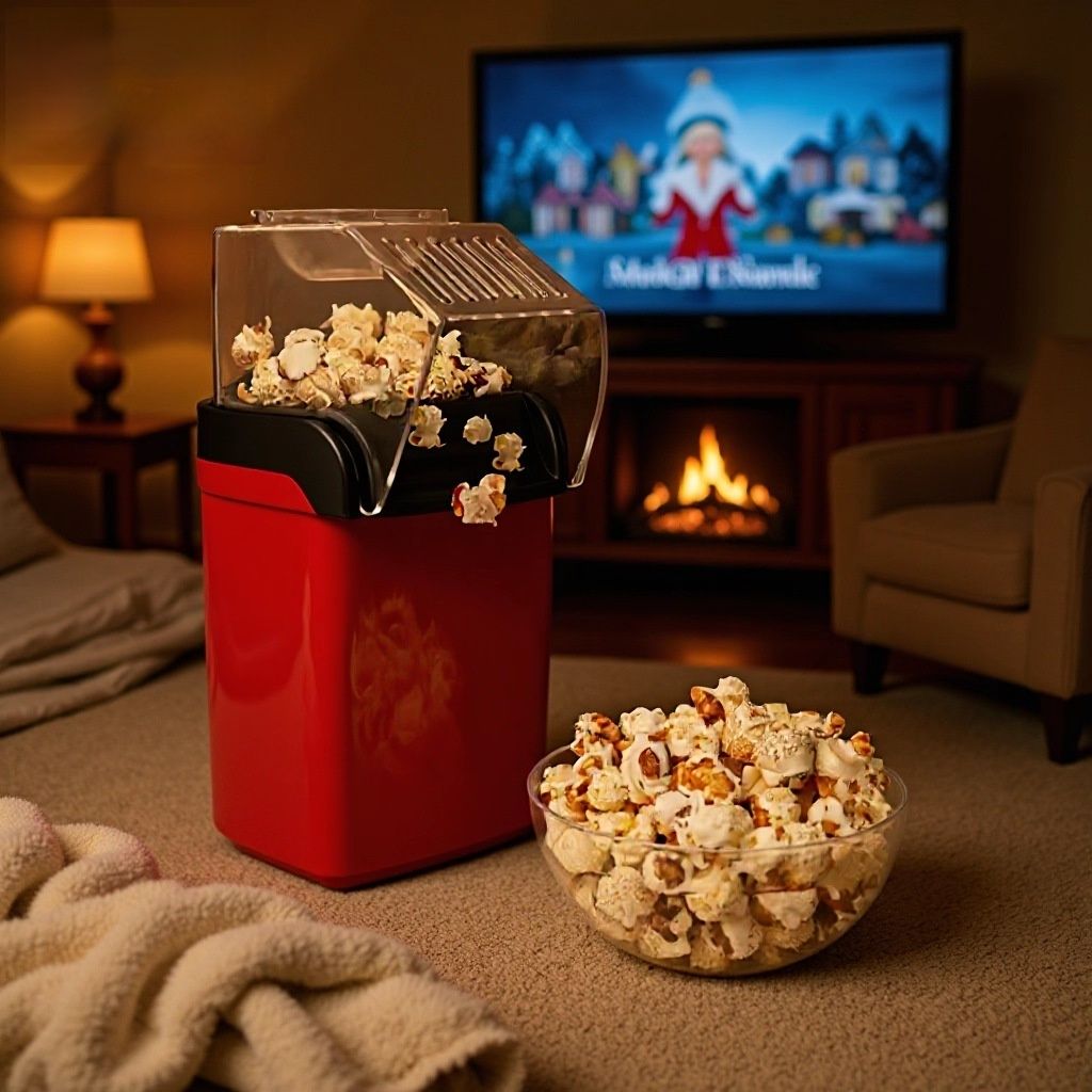 Electric Hot Air Popcorn Popper, Oil-Free Healthy Popcorn Machine for Home, Kids Snack, Movie Night