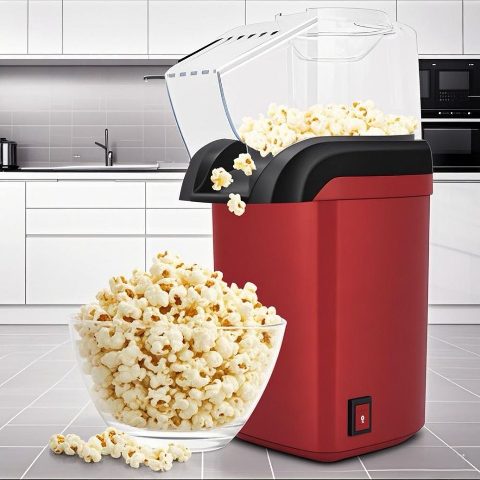 Electric Hot Air Popcorn Popper, Oil-Free Healthy Popcorn Machine for Home, Kids Snack, Movie Night