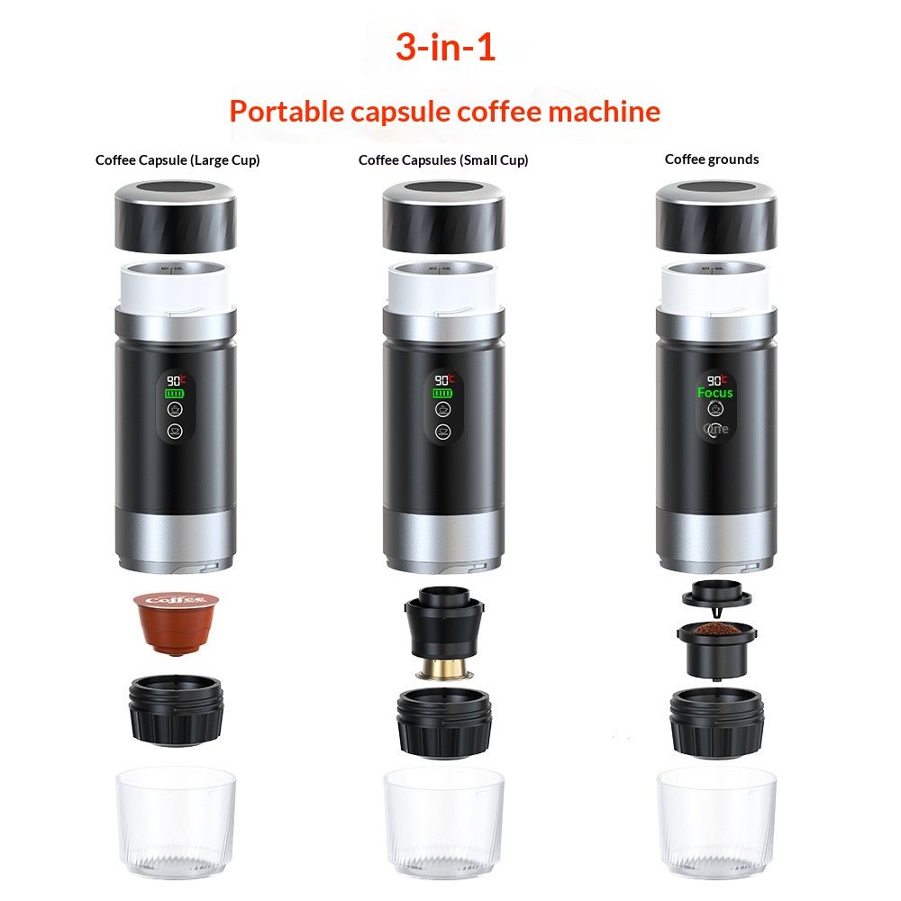 Portable Espresso Coffee Machine, 2-in-1 Cold/Hot Extraction, USB Rechargeable Detachable Battery, Digital Display for Travel, Camping, Car