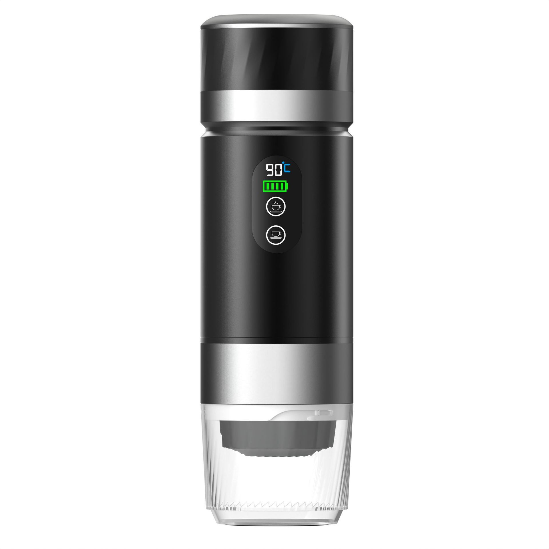 Portable Espresso Coffee Machine, 2-in-1 Cold/Hot Extraction, USB Rechargeable Detachable Battery, Digital Display for Travel, Camping, Car