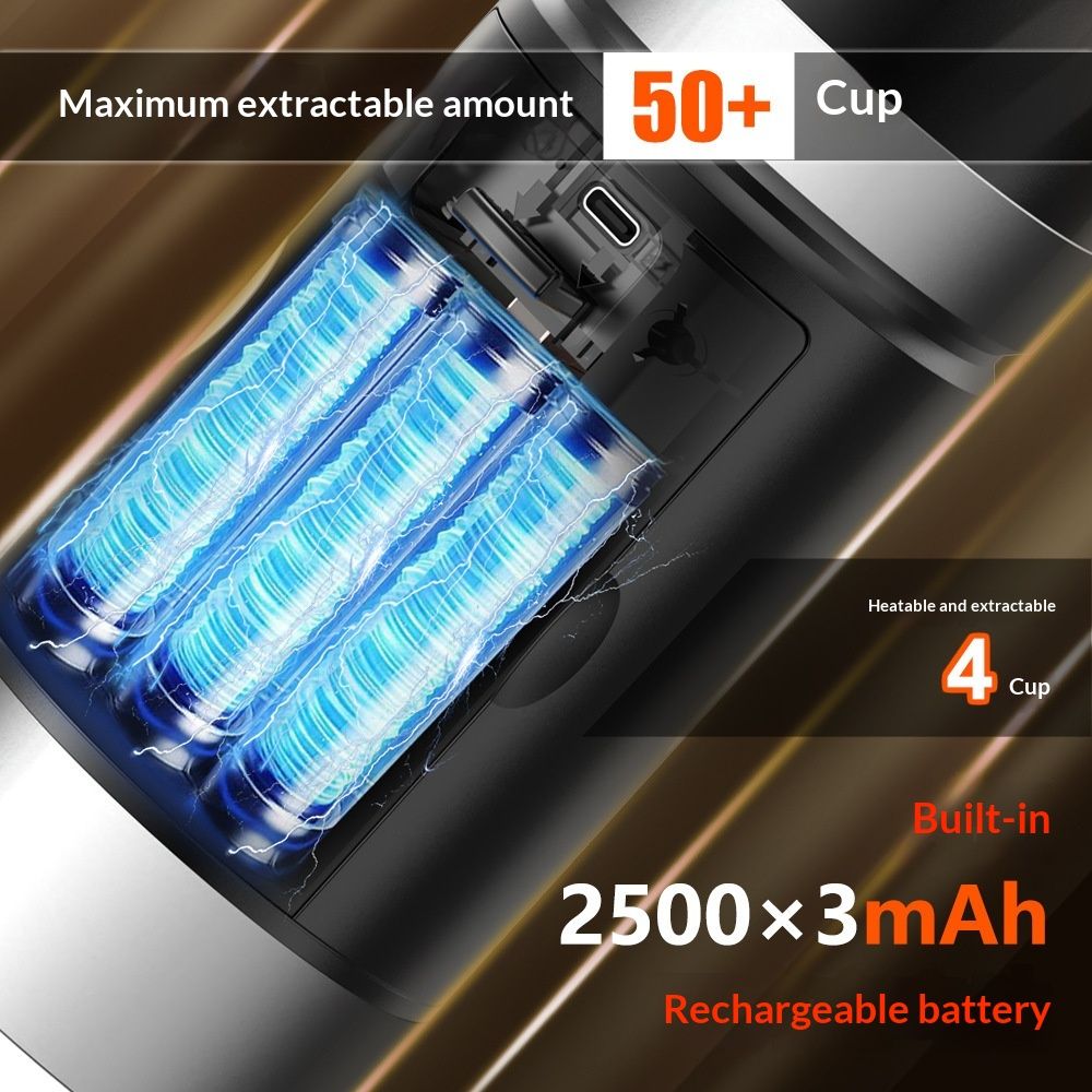 Portable Espresso Coffee Machine, 2-in-1 Cold/Hot Extraction, USB Rechargeable Detachable Battery, Digital Display for Travel, Camping, Car