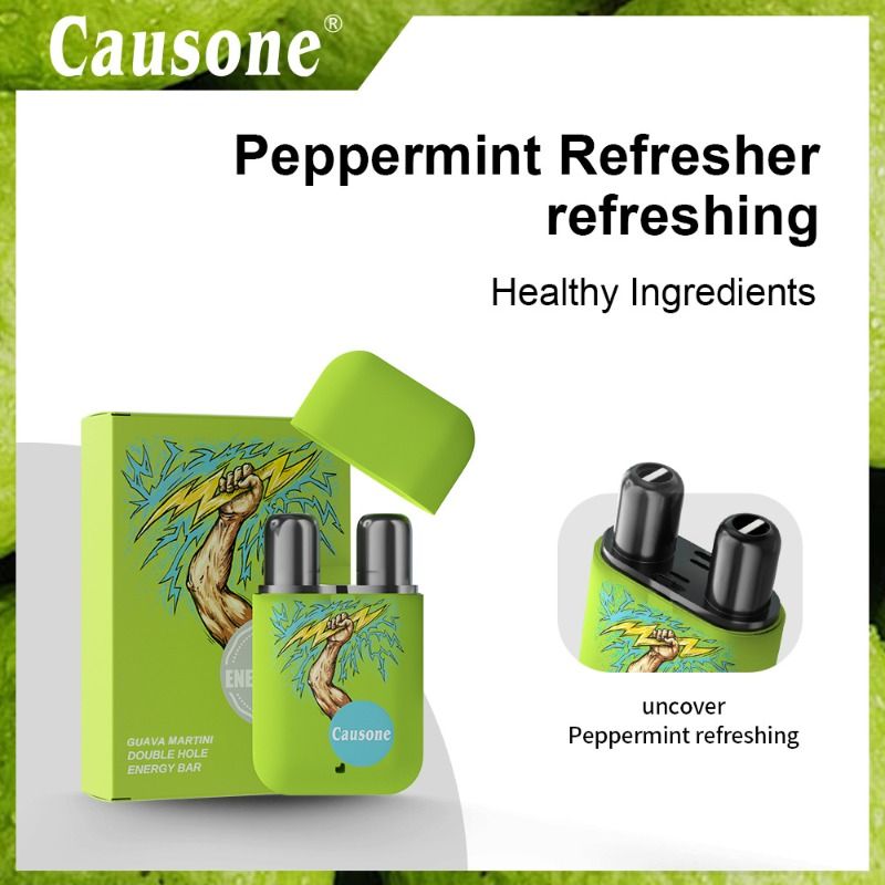 Double Hole Nasal Inhaler Peppermint Refresher Energy Bar, Healthy Ingredients Stay Awake Stick for Driving, Study, Anti-Drowsy