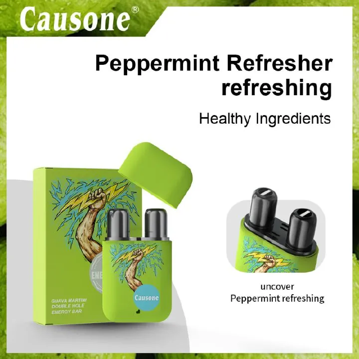 Double Hole Nasal Inhaler Peppermint Refresher Energy Bar, Healthy Ingredients Stay Awake Stick for Driving, Study, Anti-Drowsy