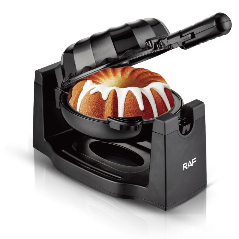 RAF Electric Bundt Cake Maker, Food-Grade Non-Stick Coating Automatic Flip Baking Machine with Uniform Heating System, Easy to Clean Bread & Dessert Maker for Home Kitchen Breakfast Daily Baking Use