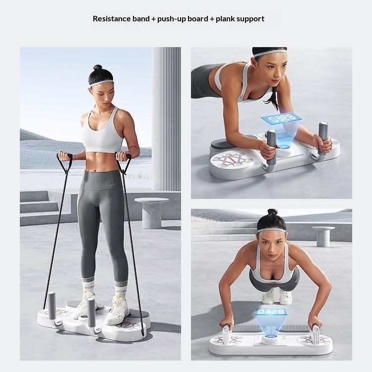 Foldable Push-up Board with Timer & Resistance Bands, Multifunctional Push-up Bracket Home Fitness Equipment for Chest, Triceps, Back & Shoulder Muscle Training, Plank Exercise