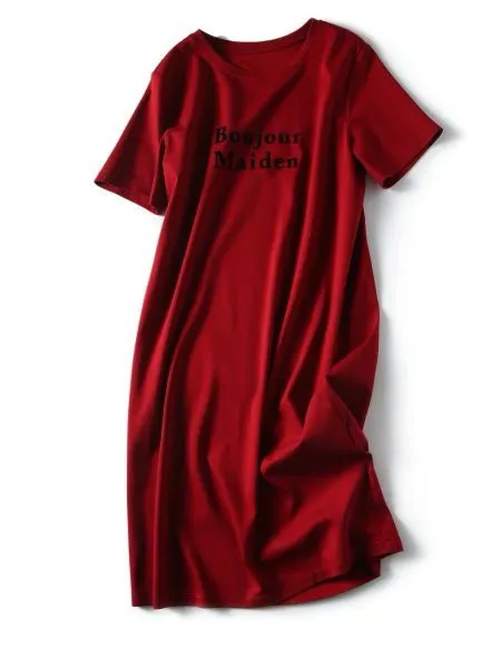 Summer letter printed T-shirt dress loose slimming casual versatile round neck short sleeved lazy skirt